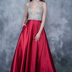 Nina Canacci Burgundy Prom Dress